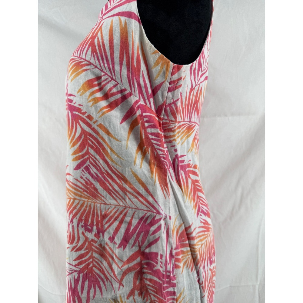 J. Jill Womens Pink Orange Tropical Palm Leaf Linen Cotton Sheath Dress Size 4 - Picture 3 of 5